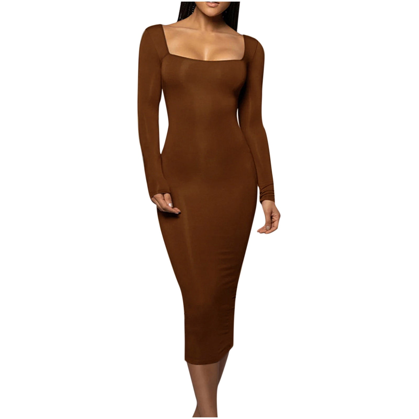 slim fit dress slacks Light Coffee Brown Tight Fit Multi Layer Frill Short Sleeve Mini Dress main image 0
