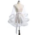 thumbnail image 1 of Sexy Feather Robe Seductive Mesh Perspective Sex Fur Bathrobe Passionate Waist Tightening Robe Dressing Gown (White,One Size), 1 of 7