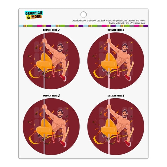 Sexy Fireman Sliding Down Pole With Axe Refrigerator Fridge Locker Vinyl Circle Magnet Set