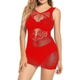 thumbnail image 1 of Sexy Fishnet Lingerie Dress Women Hollow Out Mesh Bodysuit Stretchy Club Nightwear See Through Bodycon Teddy Outfit, 1 of 2