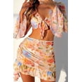 thumbnail image 1 of Sexy Floral Bikini Cover Up Four Piece Swimwear Set (M), 1 of 6