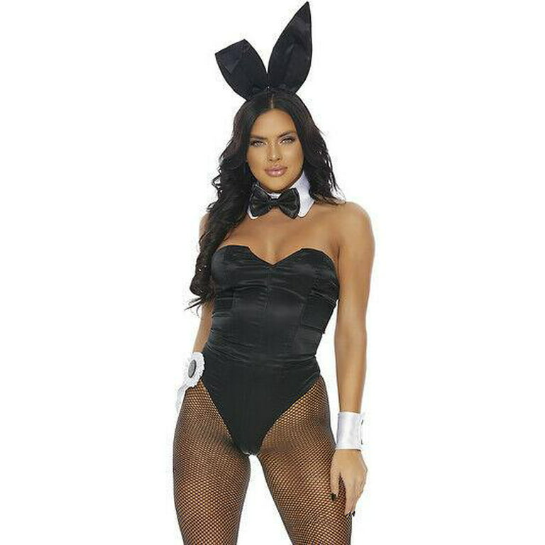 Sexy Forplay The Month Black Bodysuit Playboy Bunny Costume 5pc 550311 - Walmart.com