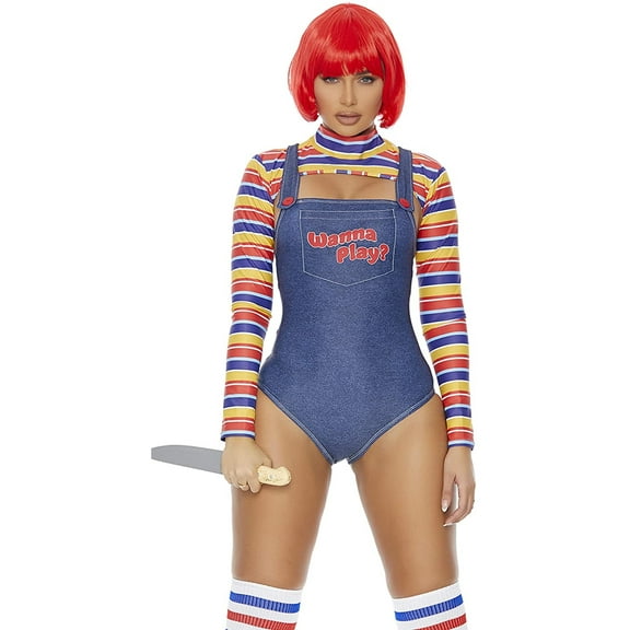 Sexy Forplay Wanna Play? Bodysuit Chucky Doll Costume 5pc 550303
