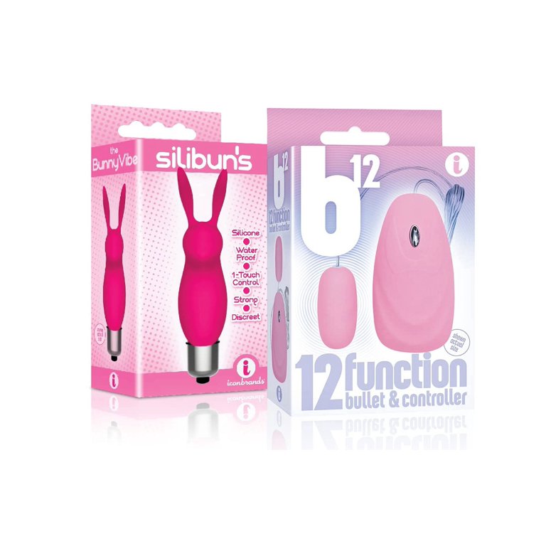 Sexy Gift Set of Silibuns, Silicone Bunny Bullet Pink and Icon Brands B12  Bullet, Pink - Walmart.com