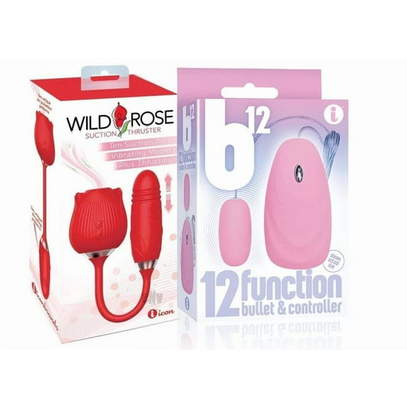 Sexy Gift Set of Wild Rose and Thruster and Icon Brands B12 Bullet, Pink