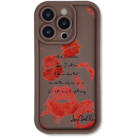 Sexy Girl Red Lips Kiss Silicone Case for iPhone Compatible with iPhone 15 Plus, Brown