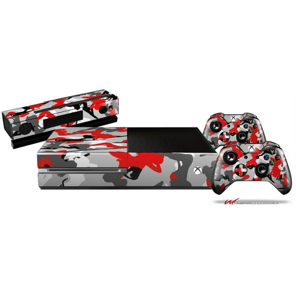 Sexy Girl Silhouette Camo Red - Skin Bundle Decal Style Skin fits XBOX One Console Original, Kinect and 2 Controllers (XBOX SYSTEM NOT INCLUDED)