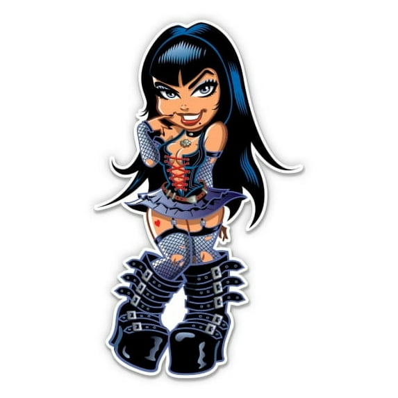 Sexy Goth Girl - 3" Vinyl Sticker - For Car Laptop Water Bottle Phone - Waterproof Decal
