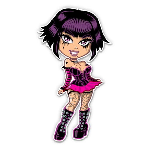 Sexy Goth Girl - 5" Vinyl Sticker - For Car Laptop I-Pad - Waterproof Decal