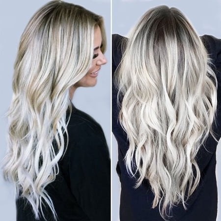 Sexy Gradient Blonde Party Wigs Long Curly Hair Mixed Colors Synthetic Wig