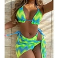 thumbnail image 1 of Sexy Green Y2K Bikini Set 3pieces Bra Thong Skirts Set 2024 Womens Halter Swimwear Bathing Suit, 1 of 6