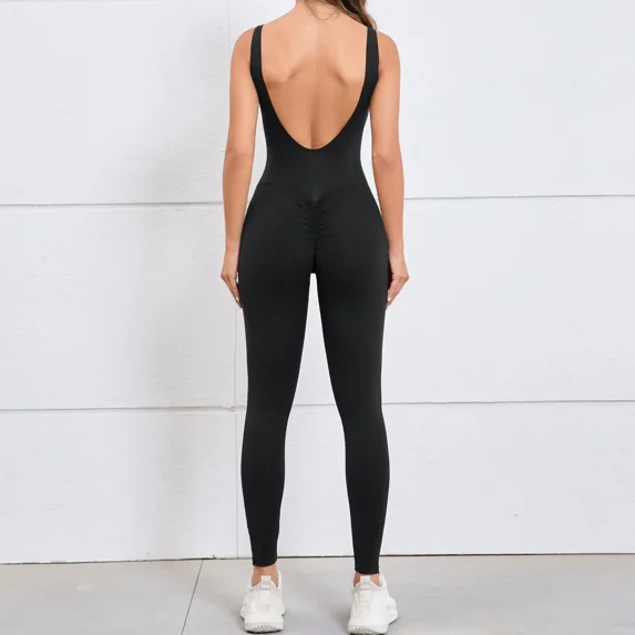 Sexy Gym Jumpsuit Women Sportwear Push Up Sports Overalls for Women Sportswear 2024 Summer Tracksuit Monos Para Mujer Gray Black (black,L)