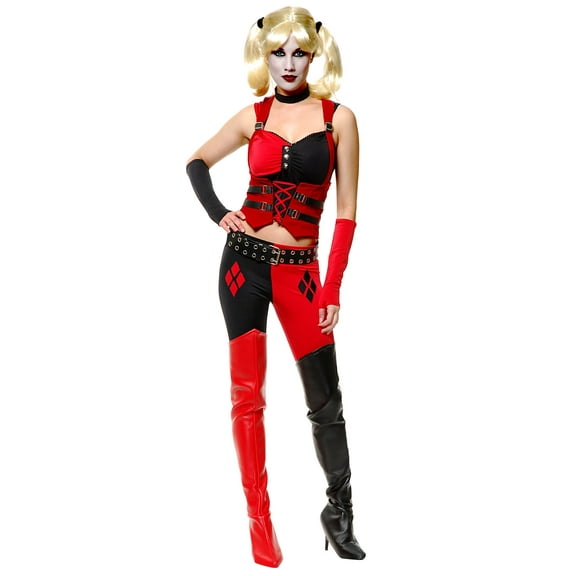 Adult Large 11-13 Sexy Black And Red Harlequin Corset Costume