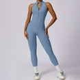 thumbnail image 1 of Sexy Hollow Backless Sporty Jumpsuits Fitness Overalls for Women Scrunch Workout Rompers One Pieces Sport Suit Zip Gym Jumpsuit (HazeBlue,XL), 1 of 7