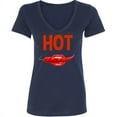thumbnail image 1 of Sexy Hot Navy Blue Pepper Lips Print VNECK Lady Shirt Women Tee Color Navy Blue X-Large, 1 of 2