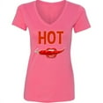 thumbnail image 1 of Sexy Hot Pink Pepper Lips Print VNECK Lady Shirt Women Tee Color Pink Large, 1 of 2