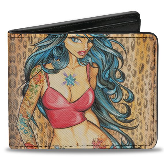 Sexy Ink Girls Wallet, Bifold, Leah, Vegan Leather