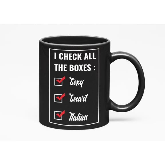 Sexy Italian, Italy Theme & Sayings & Kitchen Decor, Black 11oz Ceramic Mug