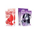 thumbnail image 1 of Sexy, Kinky Gift Set Bundle of Booty Talk, Silicone Butt Plug, Red, The Tongue and Icon Brands The Silver Starter, Bejeweled Heart Stainless Steel Plug, Violet, 1 of 5