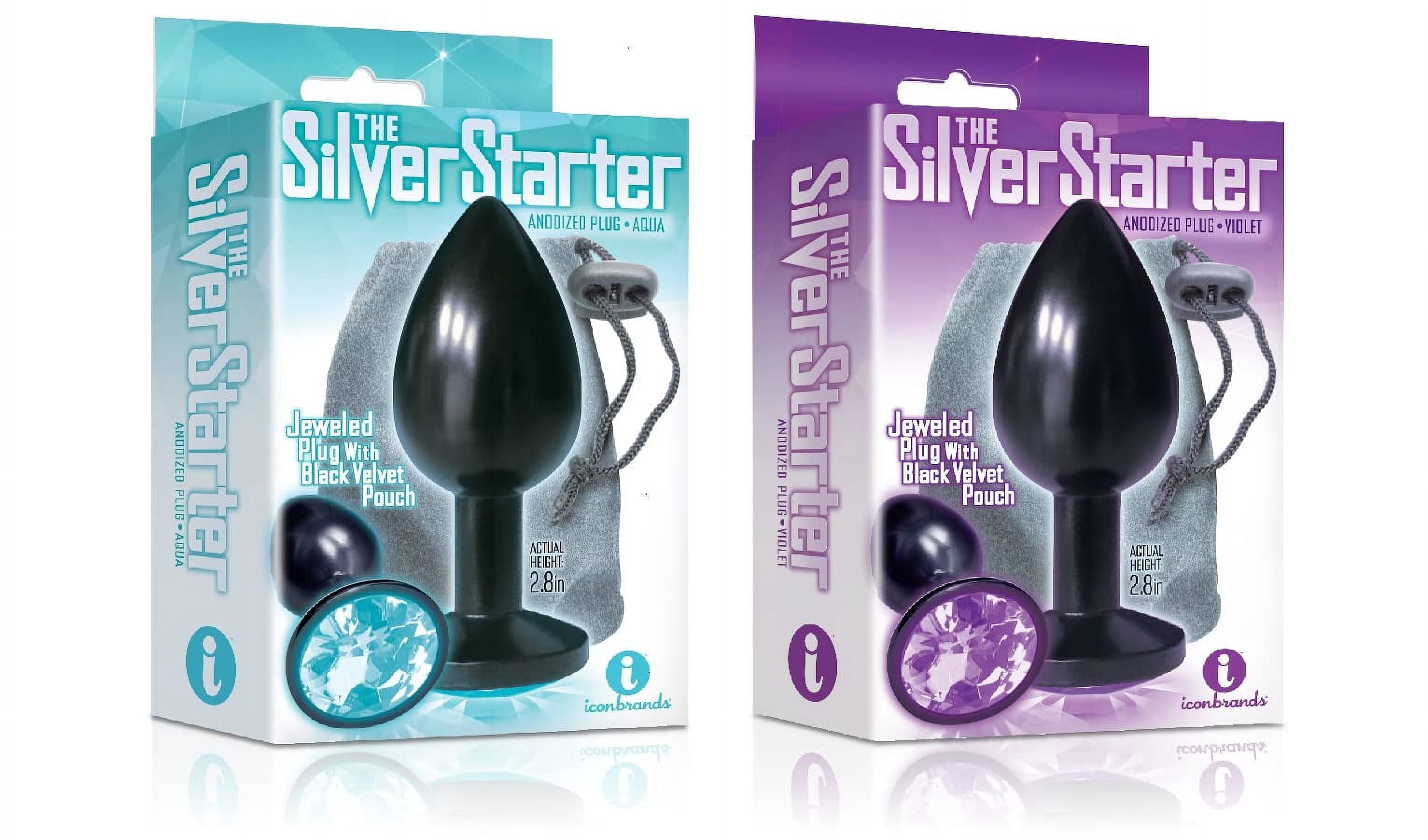Sexy, Kinky Gift Set Bundle of The Silver Starter, Bejeweled Annodized  Stainless Steel Plug, Aqua and Icon Brands The Silver Starter, Bejeweled  Annodized Stainless Steel Plug, Violet - Walmart Business Supplies