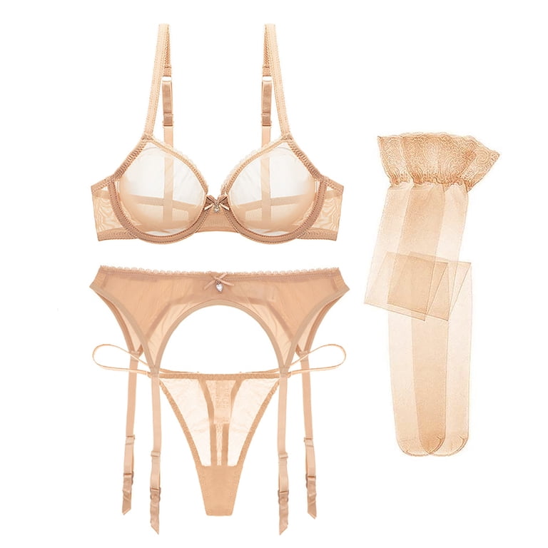 Sexy Lace Bra See Through Breathable Bra and Solid Thongs and Garter Belt and Stocking Lingerie Set - Walmart.com Sexy Lace Bra See Through Breathable Bra and Solid Thongs and Garter Belt and Stocking Lingerie Set - Walmart.com