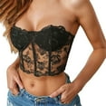 thumbnail image 1 of Sexy Lace Bustier Top for Women Floral Corset Crop Push Up Boned Club Party Going Out Fashion Rave Outfits, 1 of 2