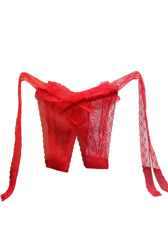 Sexy Lace Crotchless No Wear Underwear For Women Low Waist Seamless Transparent Hot Strappy Mesh Thong T Pants