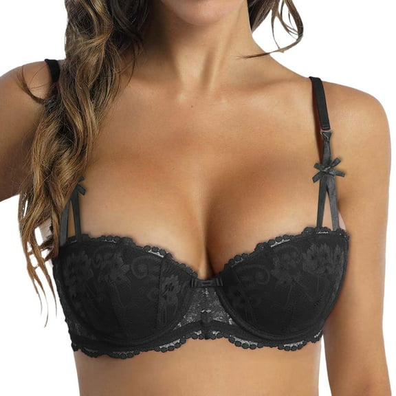 Sexy Lace Demi Cup Underwire Bra Thin Comfortable Push Up Support Everyday Wear Breathable Lift Up