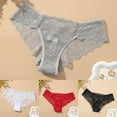 thumbnail image 1 of Sexy Lace Panties Women Plus Size Solid Color Low-Rise Underwear Underpant Brief White XL YIWEI, 1 of 10