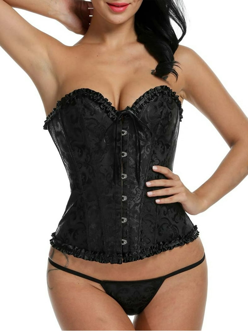 【bonbom】corset tops /black Musuos Women's Corset Crop Tops, Long Sleeve Lace Patchwork