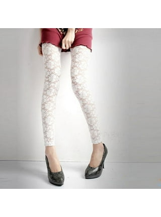 PartyMart. HOSIERY - WHITE LACE FOOTLESS TIGHTS - ADULT STANDARD