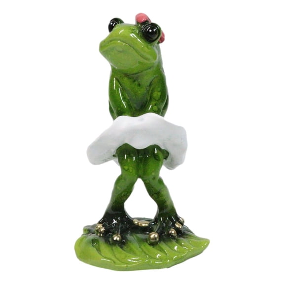 Sexy Lady Marilyn Green Frog with Pink Ribbon and White Cocktail Dress Figurine
