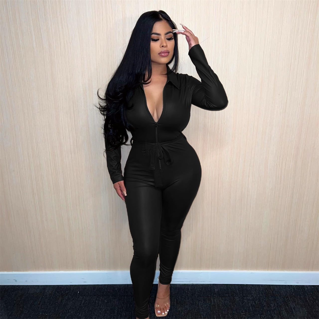 Sexy Leather Jumpsuit