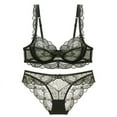 thumbnail image 1 of Sexy Lingerie Female Ultra-thin Hollowing Sponge-free Transparent Lace Underwear Large Breasts Show Small Plus Size Bra Set, 1 of 4