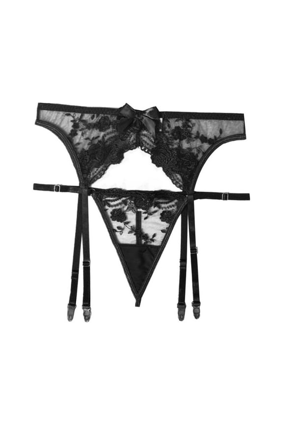 Sexy Lingerie For Women High Waisted Garter Belt Panties & Lace Suspender With 4 Straps Metal Clip Stocking Women's Intimates S