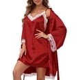 thumbnail image 1 of Sexy Lingerie, PUTUO Lingerie for Women, 2pcs Lace Cami Nightgown with Robes, Plus Size Satin Silk Robe, 1 of 8