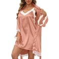 thumbnail image 1 of Sexy Lingerie, PUTUO Lingerie for Women, 2pcs Lace Cami Nightgown with Robes, Plus Size Satin Silk Robe, 1 of 7