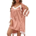 thumbnail image 1 of Sexy Lingerie, PUTUO Lingerie for Women, 2pcs Lace Cami Nightgown with Robes, Plus Size Satin Silk Robe, 1 of 7