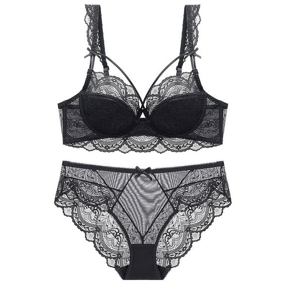 Strapless Bras for Women Women's French Sexy Gathering Large Size Bra Set Ultra-thin Big Breasts Shows Small Collection Women's Exotic lingerie Sets lingerie Set