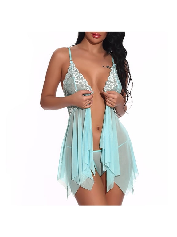 Sexy Lingerie for Women Front Closure Lace V Neck Mesh Sleepwear Lingerie