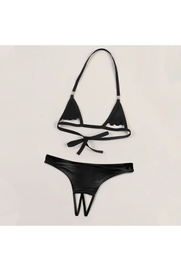 Sexy Lingerie for Women, Two Piece Sheer Matching Seamless Bra and Naughtie Low Rise Hotpants Panties