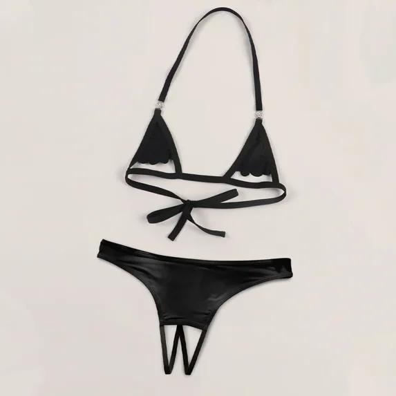 Sexy Lingerie for Women, Two Piece Sheer Matching Seamless Bra and Naughtie Low Rise Hotpants Panties