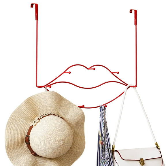 Sexy Lip Shape Over The Door Hook, Metal Cute Coat Rack with 7 Hooks
