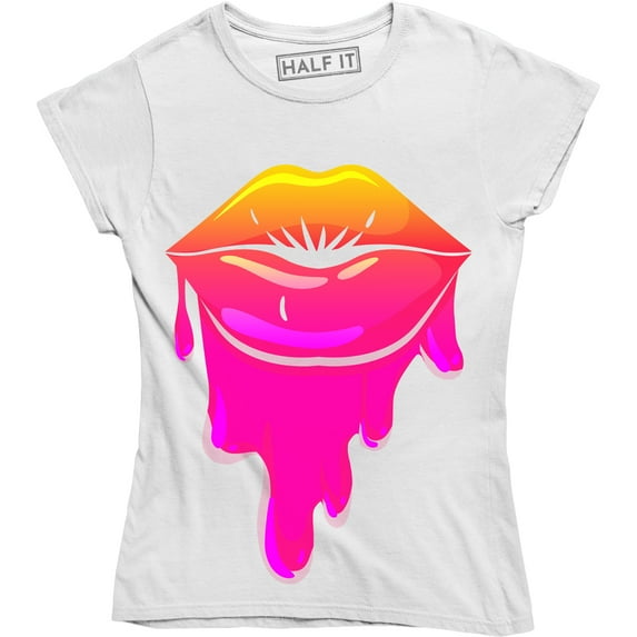 Sexy Lips Dripping Paint Colors Trippy Funny Kiss Women's T-Shirt