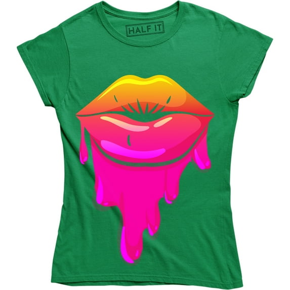 Sexy Lips Dripping Paint Colors Trippy Funny Kiss Women's T-Shirt