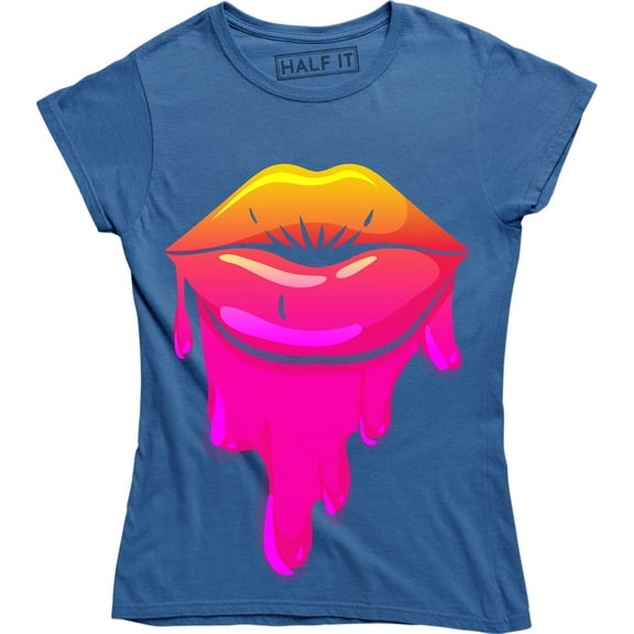 Sexy Lips Dripping Paint Colors Trippy Funny Kiss Women's T-Shirt