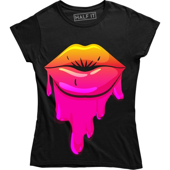 Sexy Lips Dripping Paint Colors Trippy Funny Kiss Women's T-Shirt