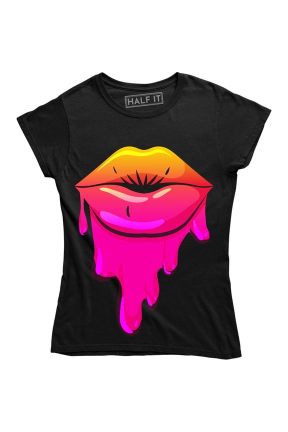 Sexy Lips Dripping Paint Colors Trippy Funny Kiss Women's T-Shirt