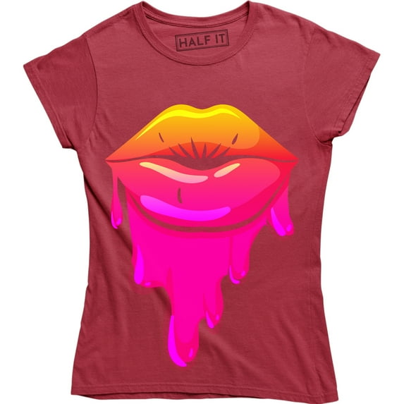 Sexy Lips Dripping Paint Colors Trippy Funny Kiss Women's T-Shirt