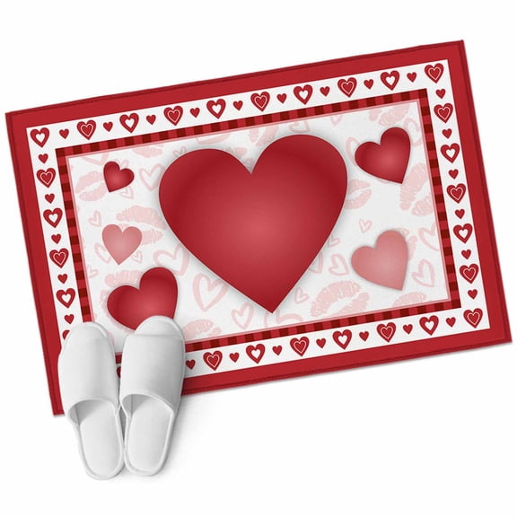 Sexy Lips Washable Area Rug 2 x 3 ft Heart Shaped Happy Valentine's Day , Soft Non Slip Rugs Stain Repellent Indoor Felt Carpet for Living Dining Room Bedroom Home Office
